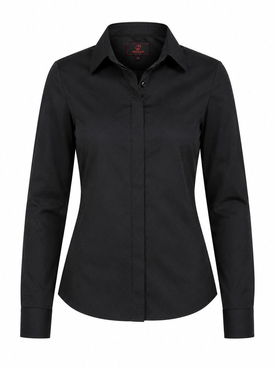 Greiff Dames Chiffon Blouse Zwart Lange Mouw Maat 36 – Zakelijke Blouse