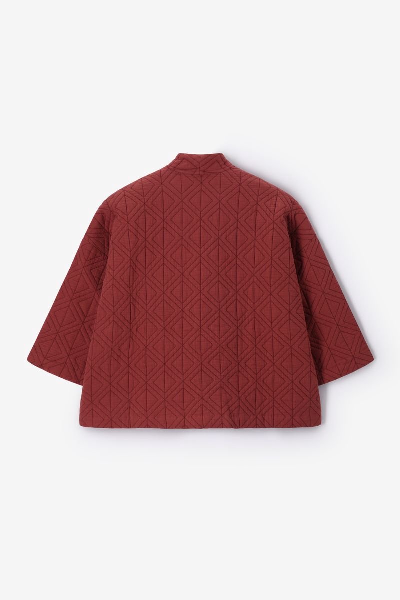Sissy-Boy - Donkerrode kimono met doorgestikt patroon