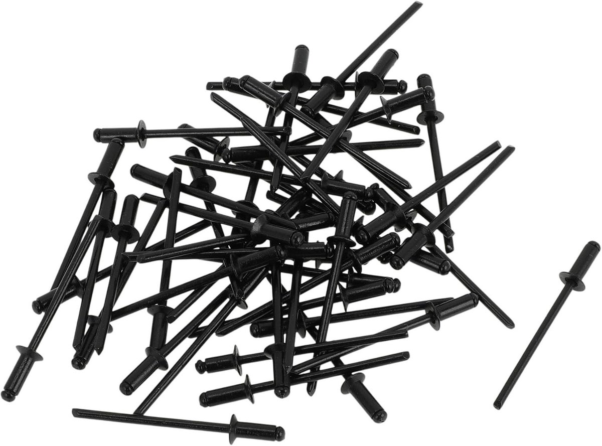 Open End Blinde Klinknagels Zwart 50 Stuks - 3mm Grip Diameter, 8mm Grip Lengte, Aluminium en Ijzer voor Diverse Toepassingen