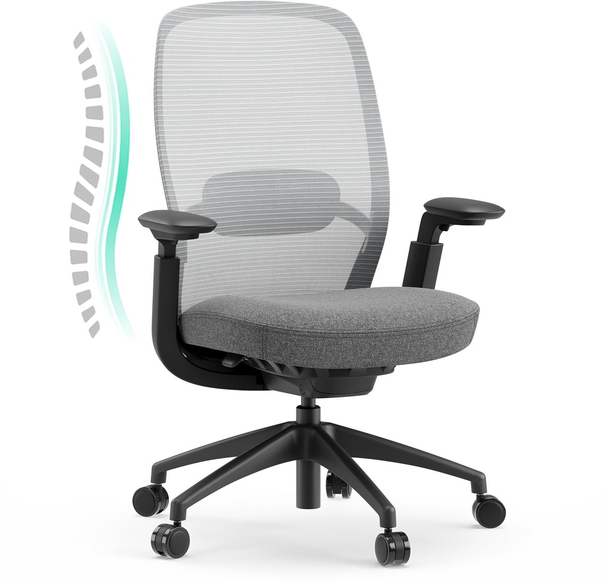 COLAMY Ergonomische Bureaustoel - Adaptieve Rugleuning en Kantelvergrendeling - Mesh Bureaustoel met 4D-Armleuningen - Verstelbare Lendensteun - Zadelvormig Zitkussen - Extra Stevige Computerstoel tot 136 kg