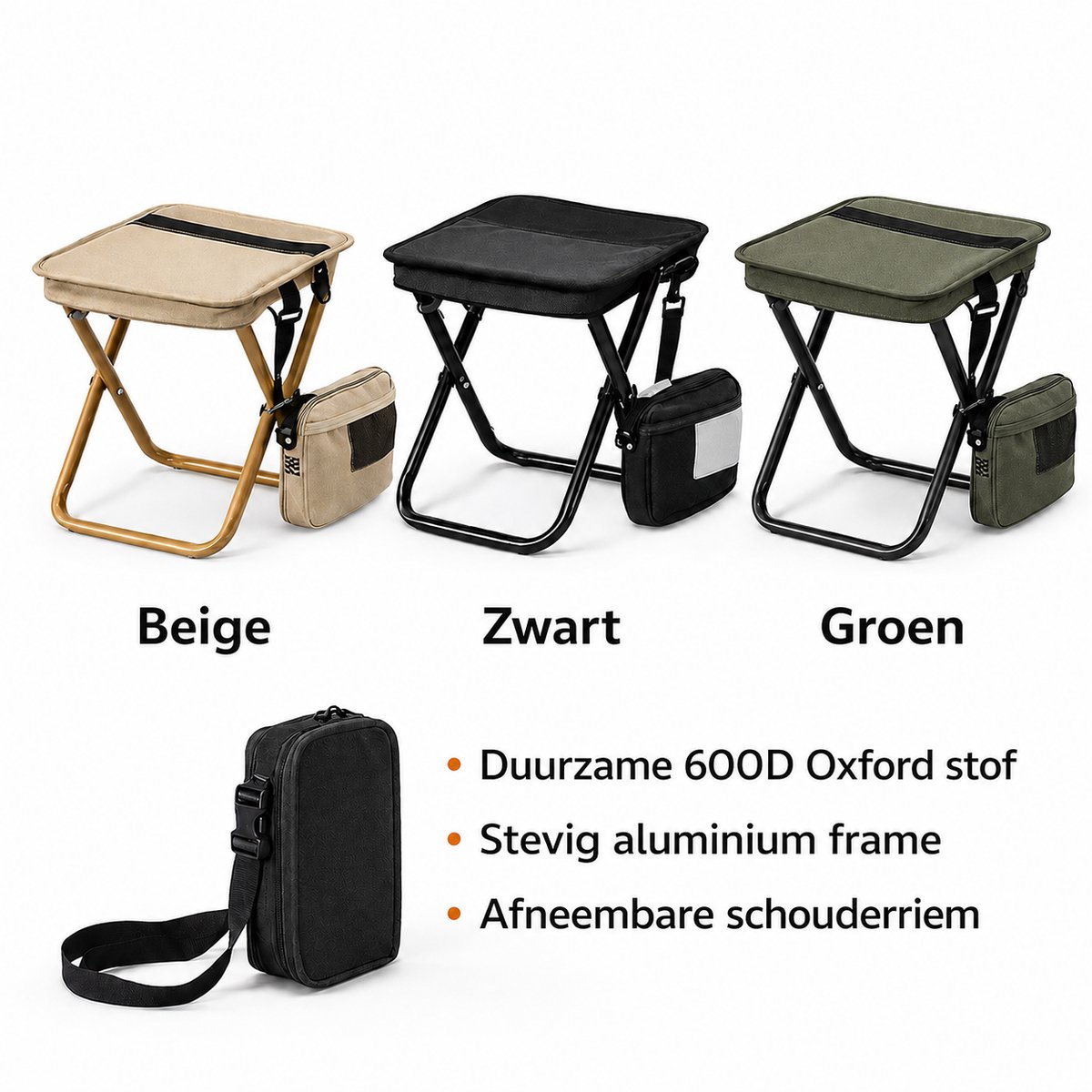 Heuts Goods - Mini Campingstoel - Vouwstoel - Campingstoel Opvouwbaar - Strandstoel - Kampeerstoel - Makkelijk Draagbaar - Inklapbaar - Lichtgewicht - Zwart — cadeau in Sport & Outdoor - foto 8
