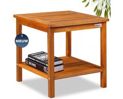 Casaria Bijzettafel - Acaciahout 45x45x45cm 2 Planken Tuin - Bruin