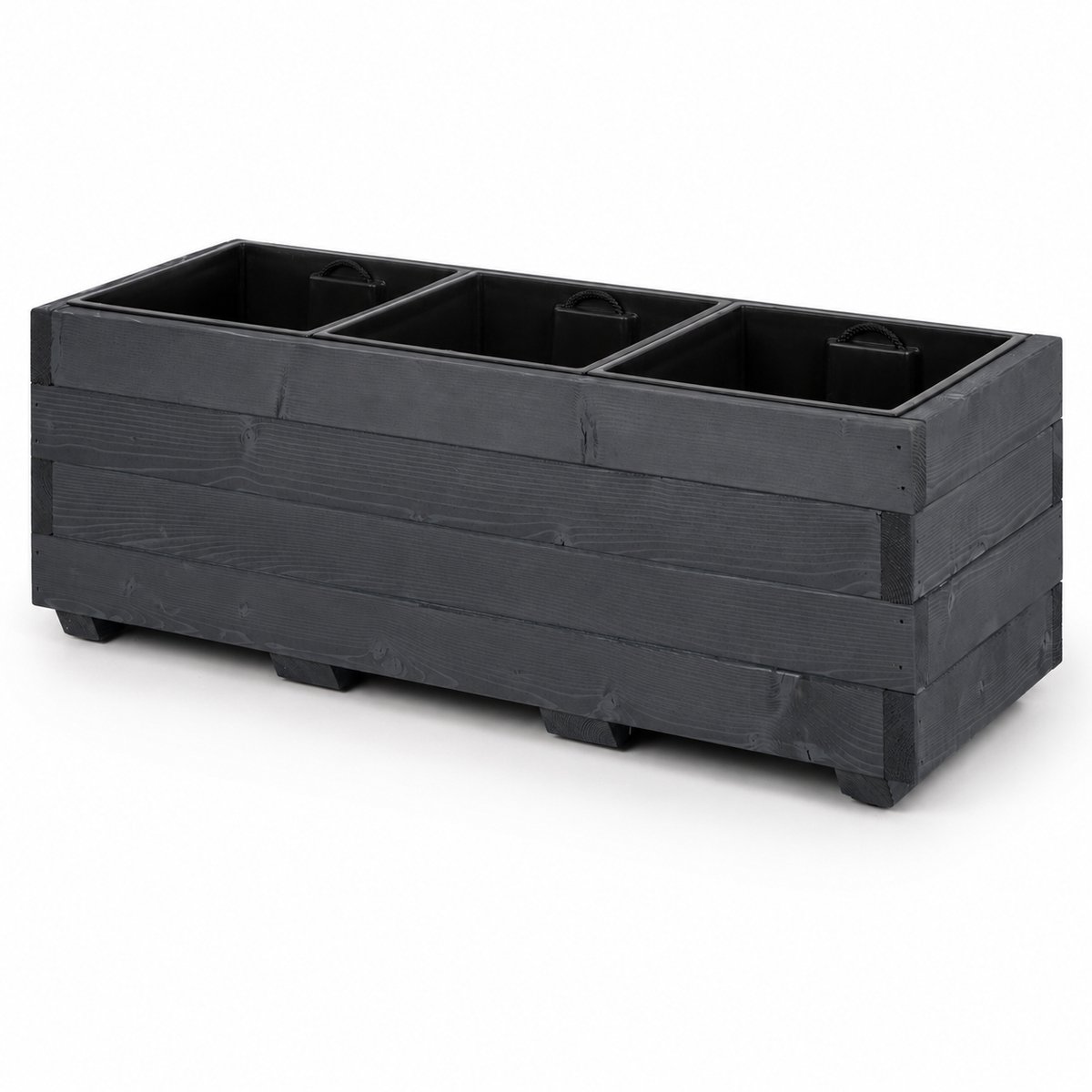 Plant&Bak Plantenbak met Binnenbak Vurenhout L91 × B33 × H32 cm – Houten Plantenbak voor Buiten – Uitneembare Binnenbak – Antraciet