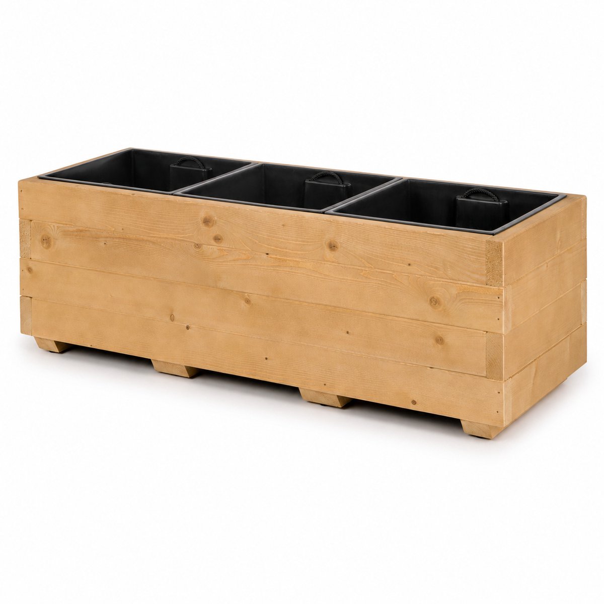 Plant&Bak Plantenbak met Binnenbak Vurenhout L91 × B33 × H32 cm – Houten Plantenbak voor Buiten – Uitneembare Binnenbak – Honingeiken