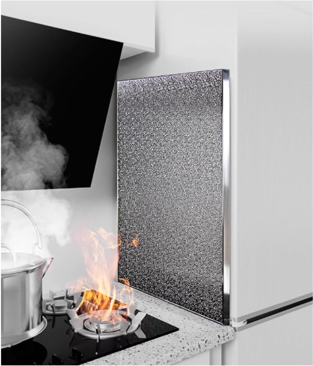 Hitteschild Keuken Spatscherm Isolatie Koken Beschermen Hittebestendig Tot 200°C 70 x 60 cm Aluminium