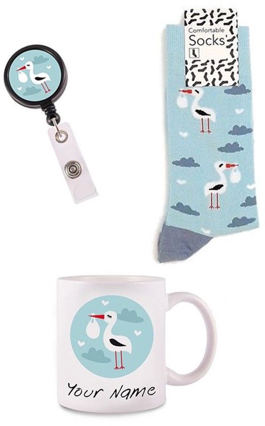 Cadeau Set Verloskundige - Gepersonaliseerde Mok, Sokken & Badgehouder - Origineel Kraamcadeau van Cadeau. — afbeelding 2