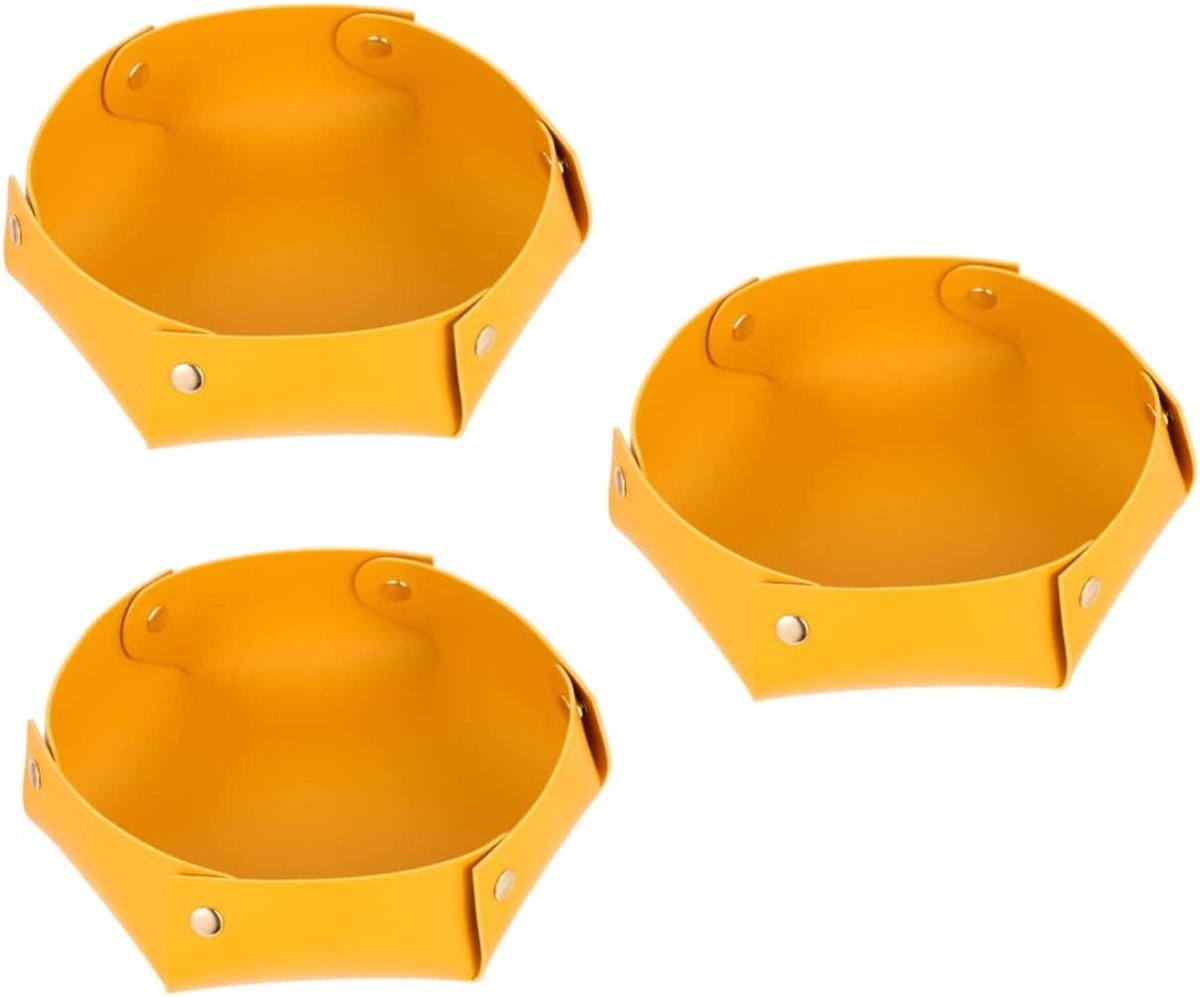 Dobbelsteenbakjes Opvouwbaar - Dobbelbakjes PU - Spelletjesavonden Organiseren - Drukknopen voor Vouwen - 3 Stuks 17.5cm - Geel