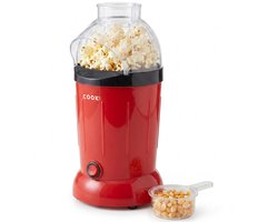 COOK-IT Popcornmaker - Popcornmachine - Zonder Olie - Hete Lucht - Verse Popcorn in 2 Minuten - 800W - Inclusief Maatbeker - Rood