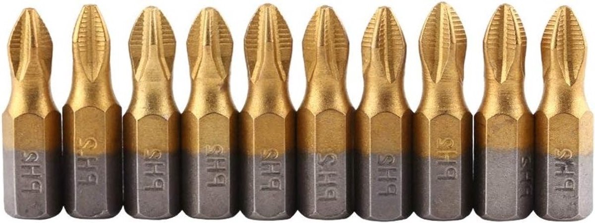 Set van 10 PH2 Schroevendraaier Bits met Antislip Coating en 1/4 Hex Shank van 25mm Lengte voor Precisiewerk en Klussen