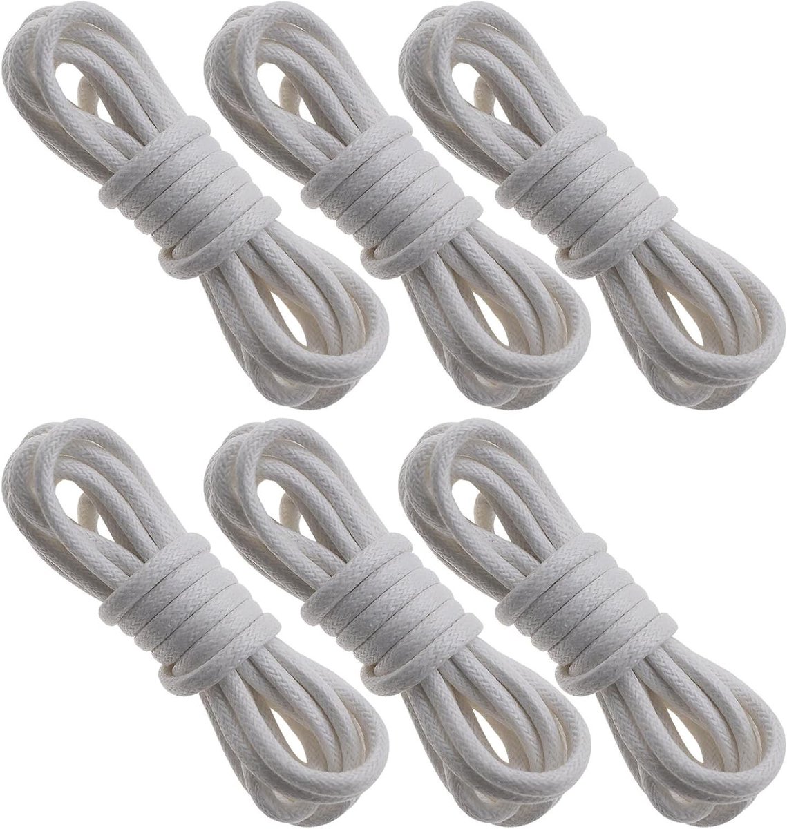Ronde Gewaxte Veters voor Oxford Schoenen, Dresschoenen en Sportieve Schoenen - 3 Pairs, 80 cm, 3mm Dikte, Wit