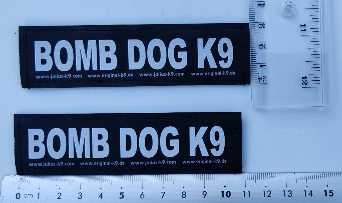 Set Labels voor Powerharness - Small tekst: BOMB DOG