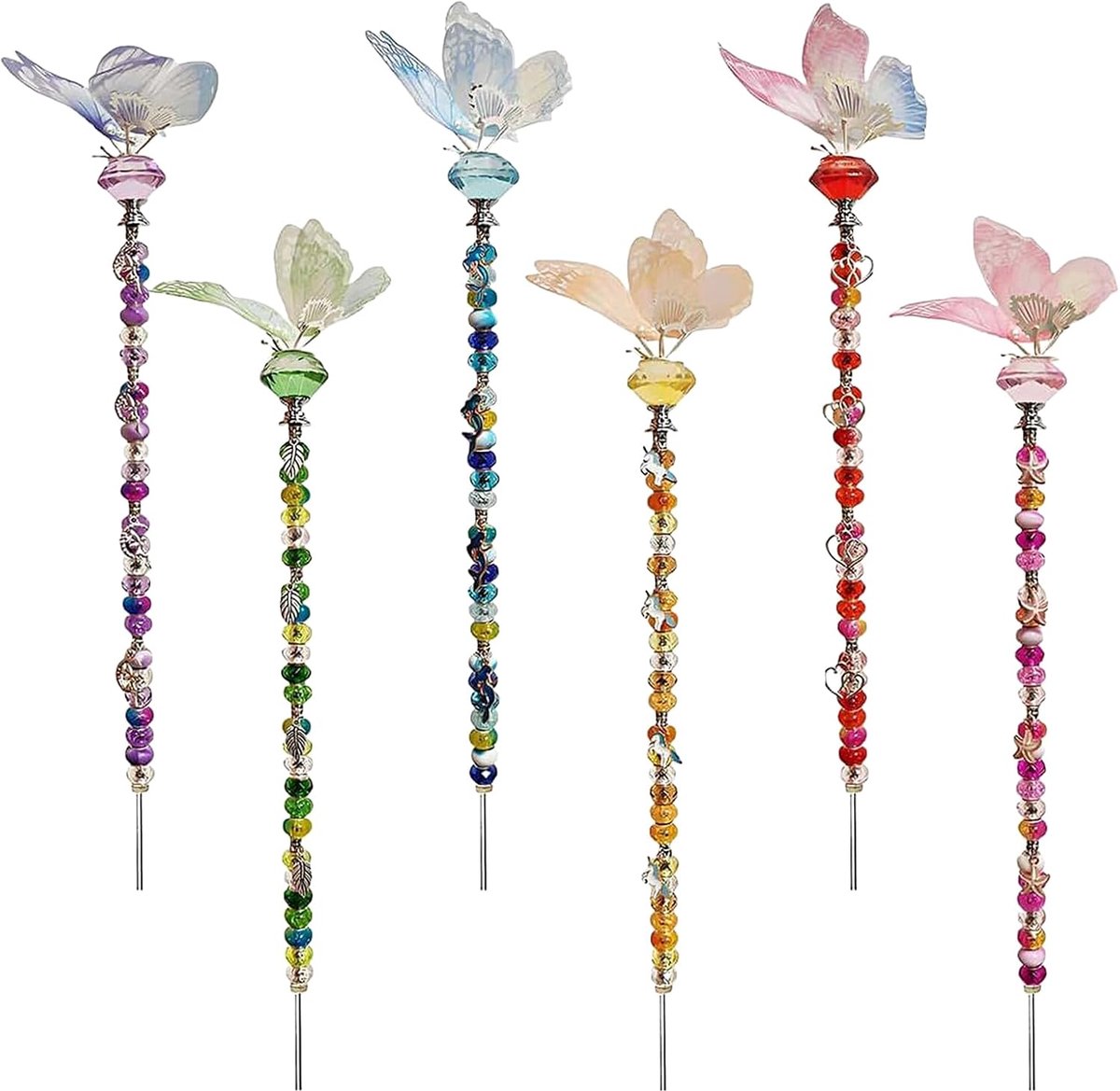 Kralen Tuinstekers - Decoratieve Stafjes - Tuin Versieren - Compleet Knutselpakket - 10x10cm - Multicolor