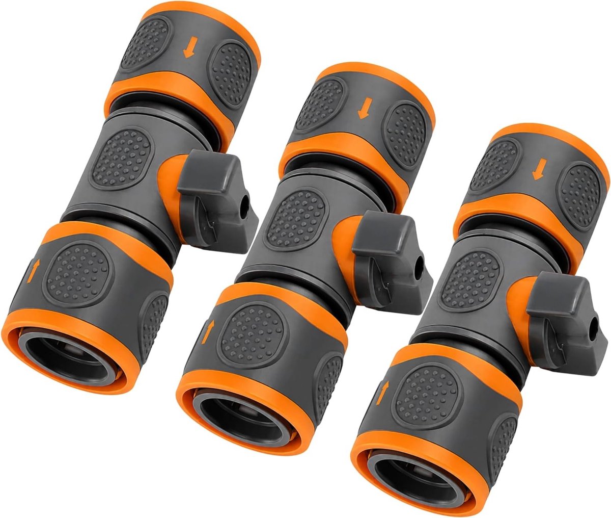 Set van 3 afsluitventielen voor 1/2 inch slang, ideaal voor waterstop, slangkoppeling en regelventiel, robuust en duurzaam