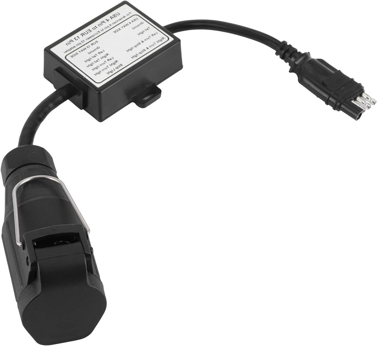 Draagbare Adapter voor Aanhangwagenverlichting, 4-Pins naar 13-Pins Stekker, Geschikt voor Europese en Amerikaanse Voertuigen