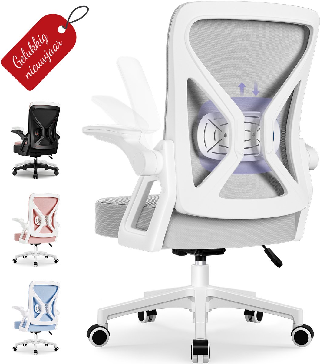 Bureaustoel-Ergonomische bureaustoel-bureaustoelen voor volwassenen-Grijs
