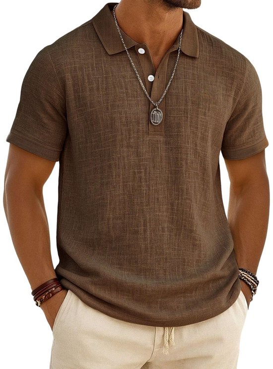 Heren poloshirts linnen korte mouw normaal T-shirt tops zomer casual sport golf poloshirts werkkleding met zak