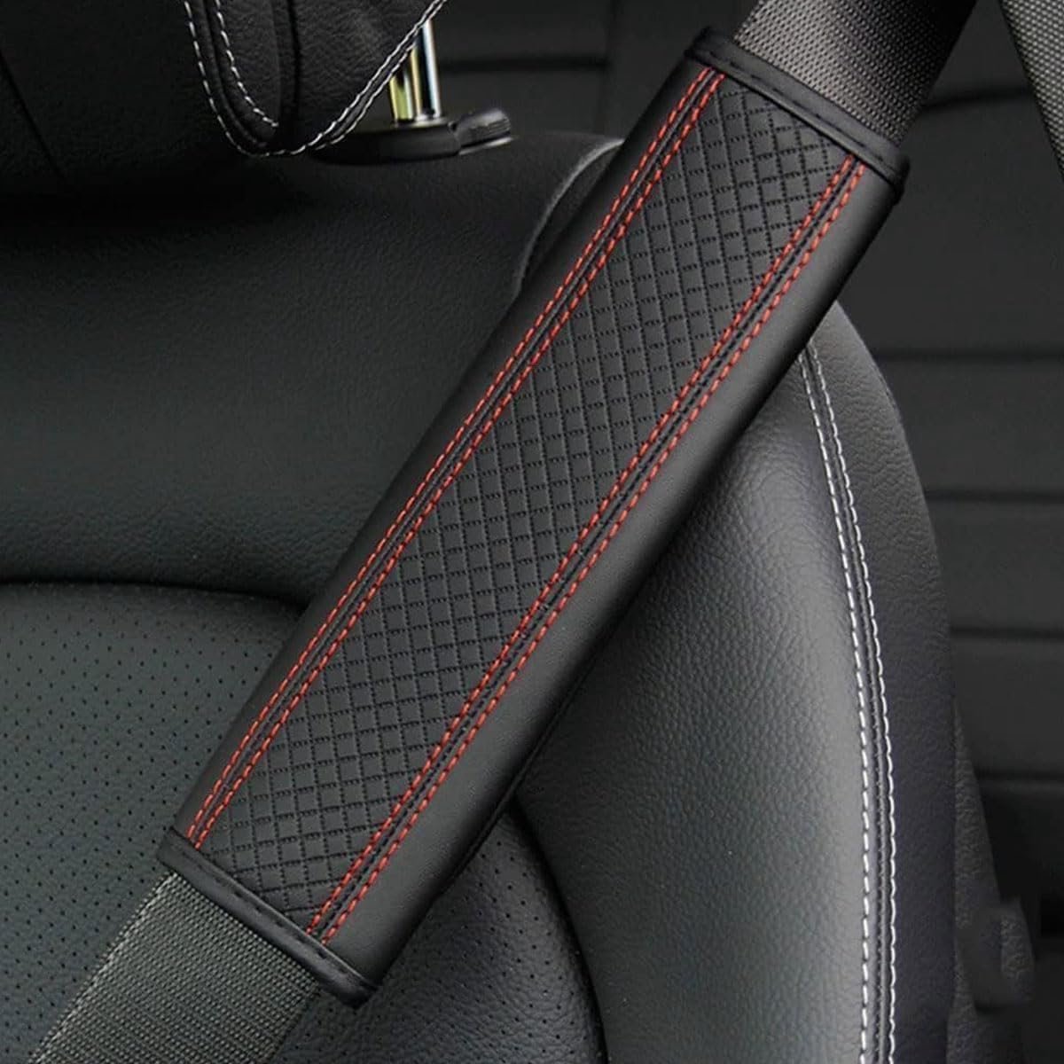 Autogordelkussens Set - Gordelhoezen - Comfortabel Reizen - Beschermt tegen schuren - 2 stuks - Zwart Rood