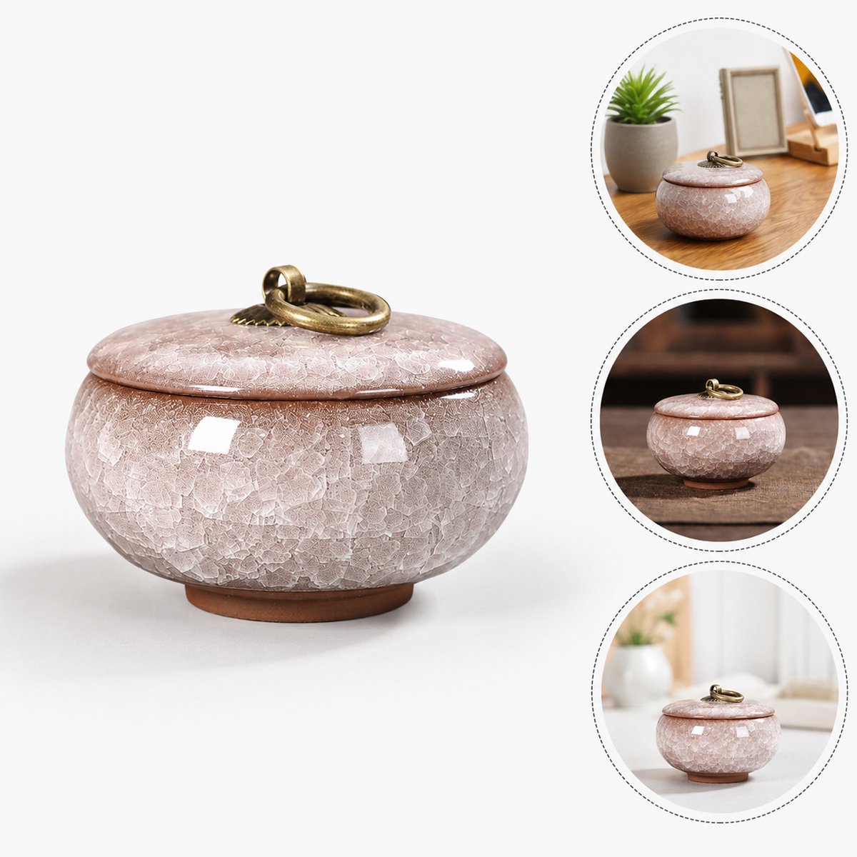 Keramische Gedenkurn - Mini urn van keramiek - Ljskraakpatroon - 60ml - Gedenkurn voor mens en huisdieren - Wit