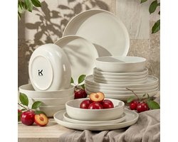 KONSIMO® VICTO - Serviesset - 18 delig - 6 persoons - Keramiek - Geproduceerd in Europa - Beige -…