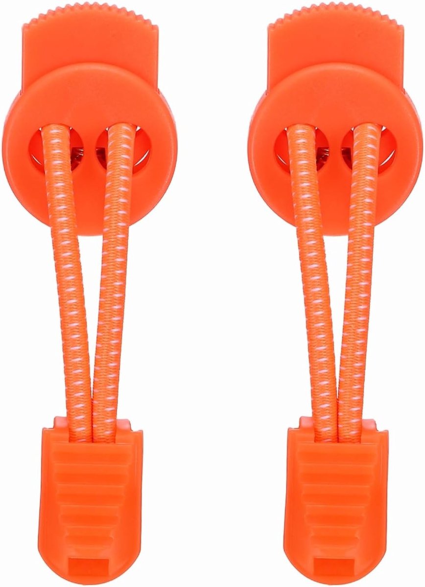 2 stuks elastische veters voor schoenen, veters zonder strikken voor sneakers en tennisschoenen, wit met neon oranje stippen, ideaal voor volwassenen en kinderen