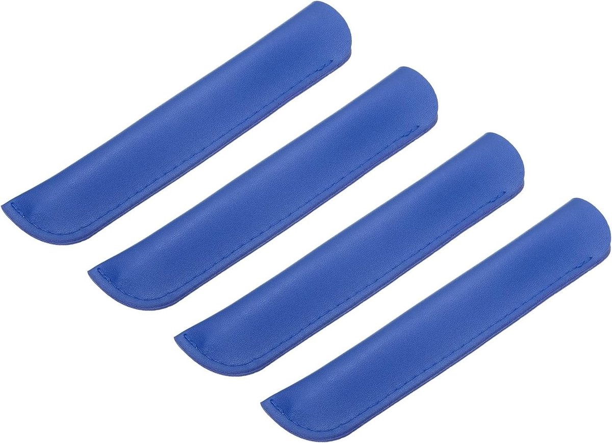Leren pennenetui - 4 stuks enkele potloodhouder beschermhoes voor vulpen en balpen, bureauaccessoires, kantoorbenodigdheden, blauw