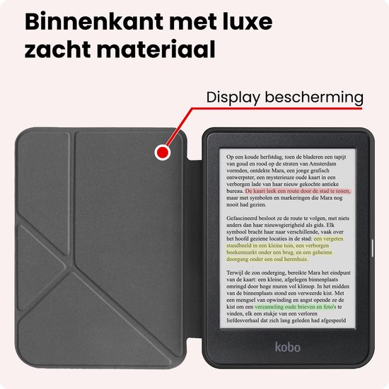 Hoes Geschikt voor Kobo Clara Colour Hoesje Bookcase Cover Book Case Hoes Sleepcover Trifold Met Screenprotector - Kat — afbeelding 5