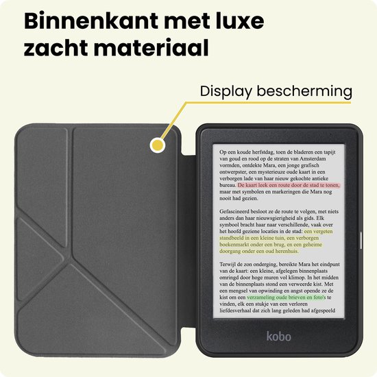 Hoes Geschikt voor Kobo Clara BW - E-reader Bescherm Hoesje Case Sleep Cover Trifold Met Screenprotector - Hoes Geschikt voor Kobo Clara BW Hoesje - Graffity — afbeelding 5