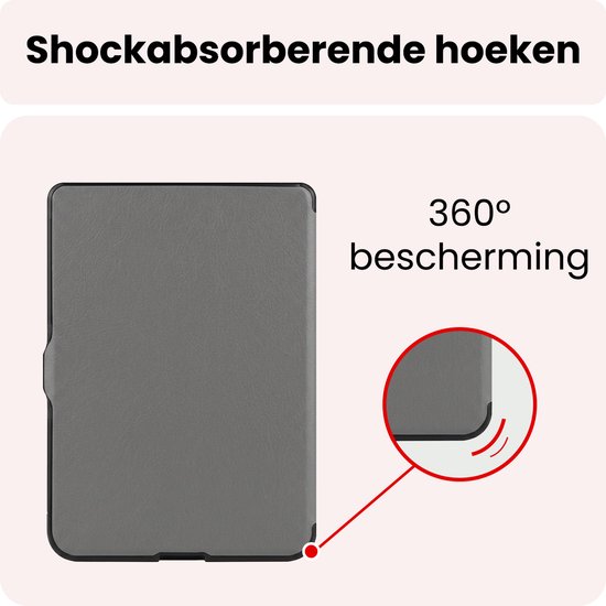 Hoes Geschikt voor Kobo Nia Hoesje Bookcase Cover Book Case Hoes Sleepcover Trifold - Grijs — afbeelding 4