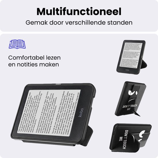 Hoes Geschikt voor Kobo Nia - Luxe E-reader Trifold Case - Bescherm Hoesje Book Cover - Don't Touch Me — afbeelding 3