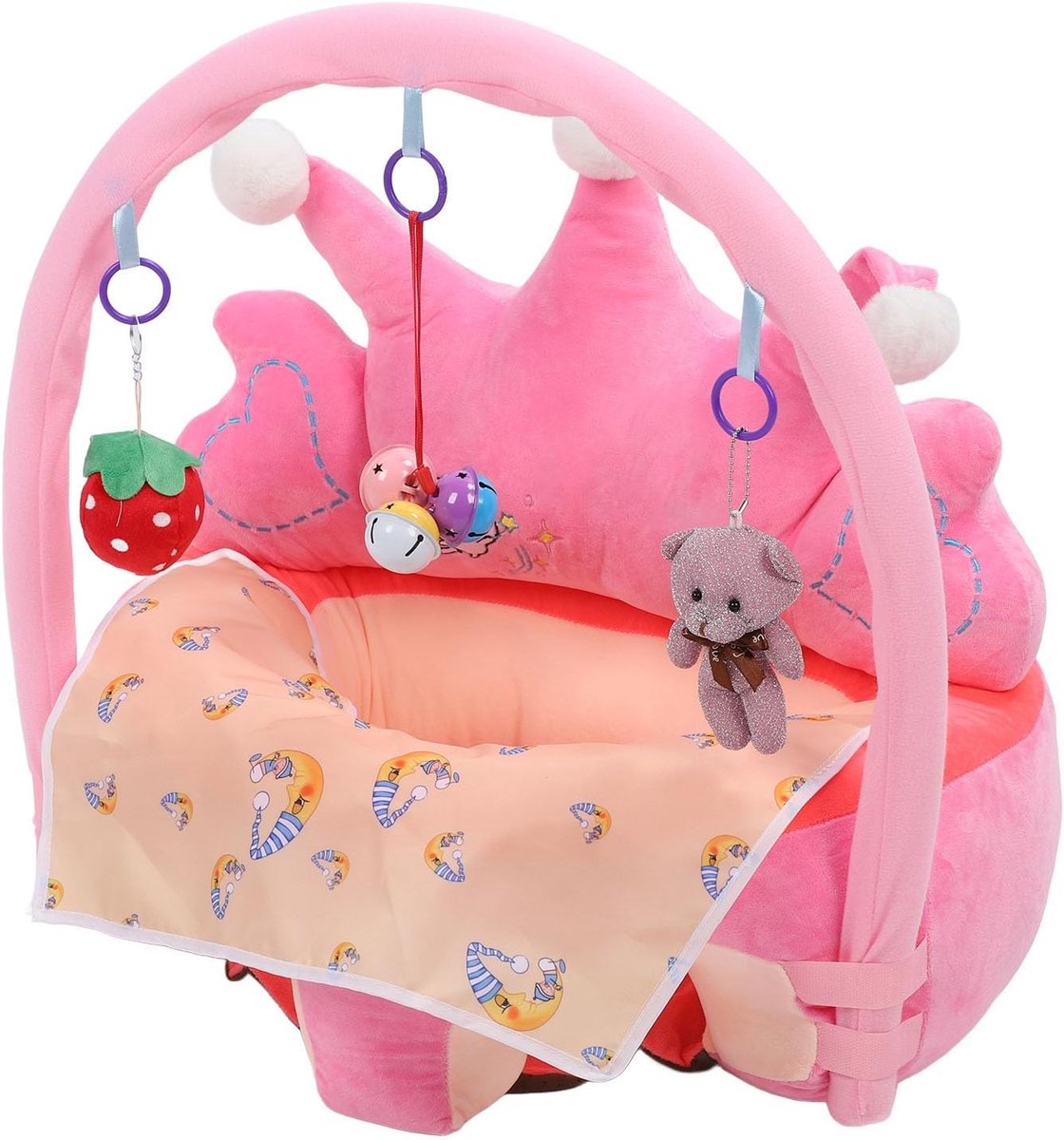 Babyzitje - Peuterstoel Vloerstoel - Leren Zitten - Opvouwbaar Ontwikkelingsspeelgoed - 45 x 50 cm - Roze