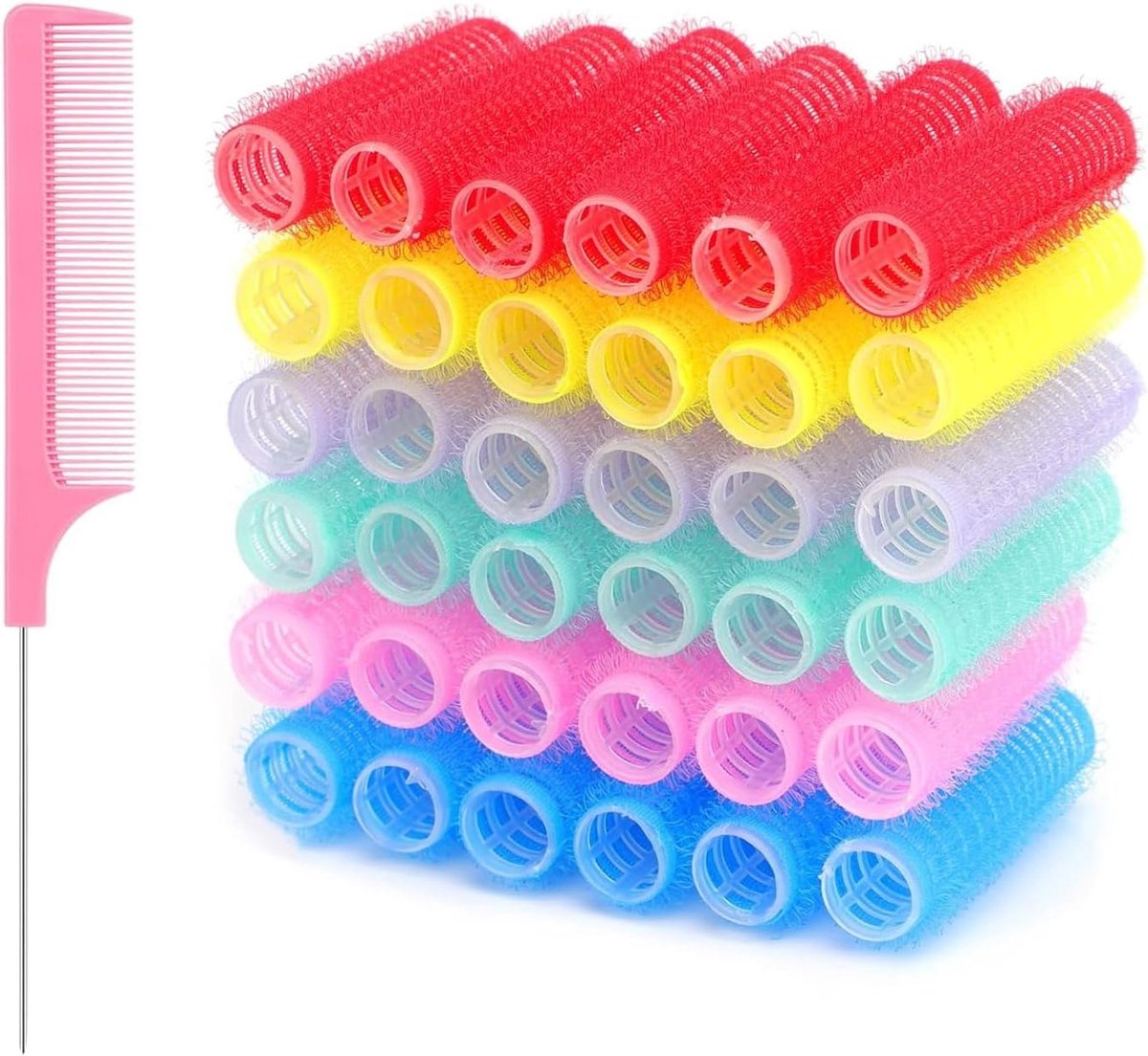 Zelfklevende Haarkrullers Set van 37 Stuks met Stalen Naaldpunt Kam voor Professionele Styling