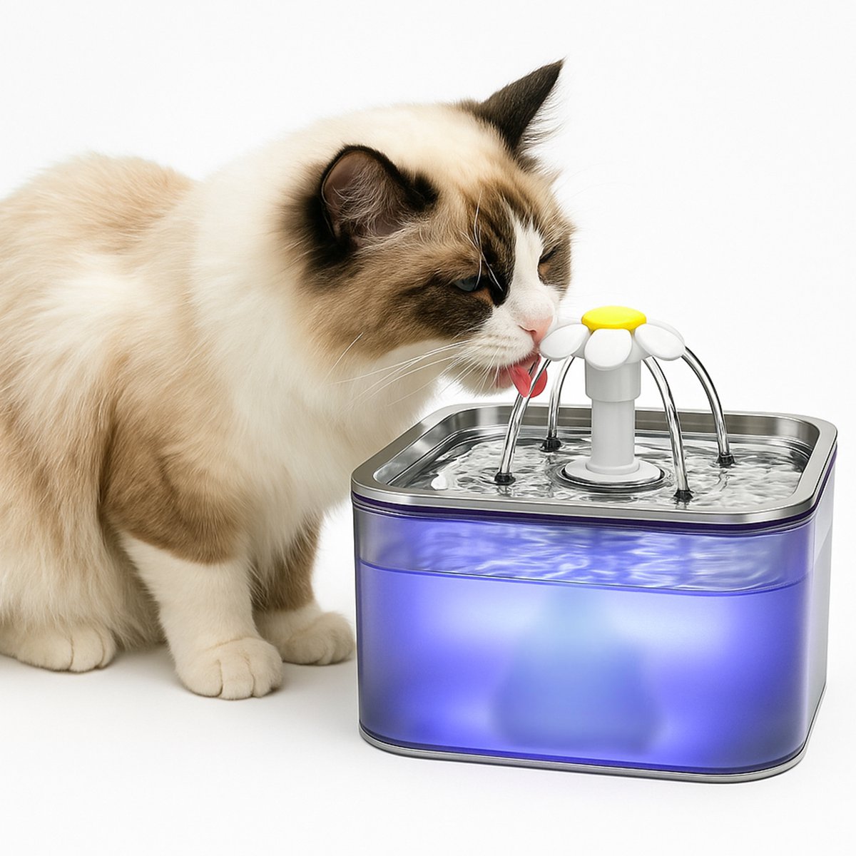 Katzenbrunnen – Drinkfontein Kat & Hond voor katten en kleine honden – Drinkbakken & Fonteinen – Met 3L capaciteit, 3 standen & USB-pomp – Stil, Hygiënisch & Onderhoudsvriendelijk - RVS SUS304 - Grijs - 17x13x13 cm
