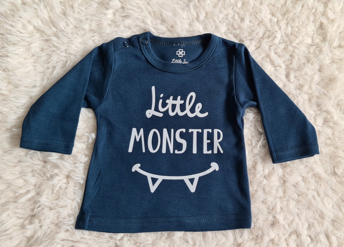 Little Jay little monster - Petrol - T-shirt lange mouw