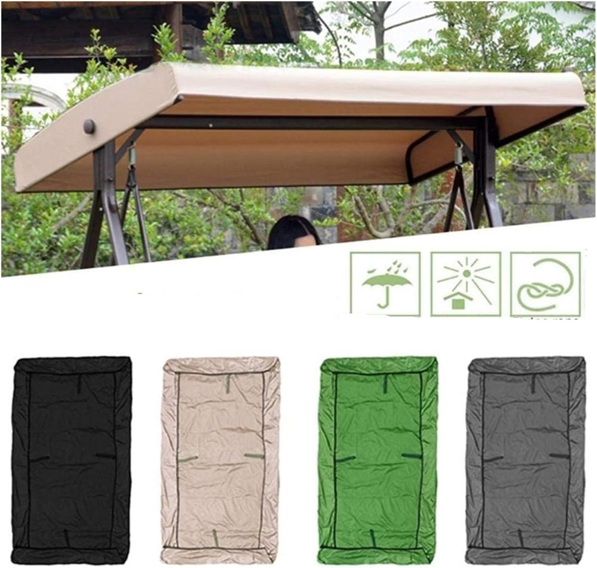 Vervangend zeil - Schommel overkapping - Tuin beschermen - Waterdicht polyester - 191 x 120 cm - Grijs