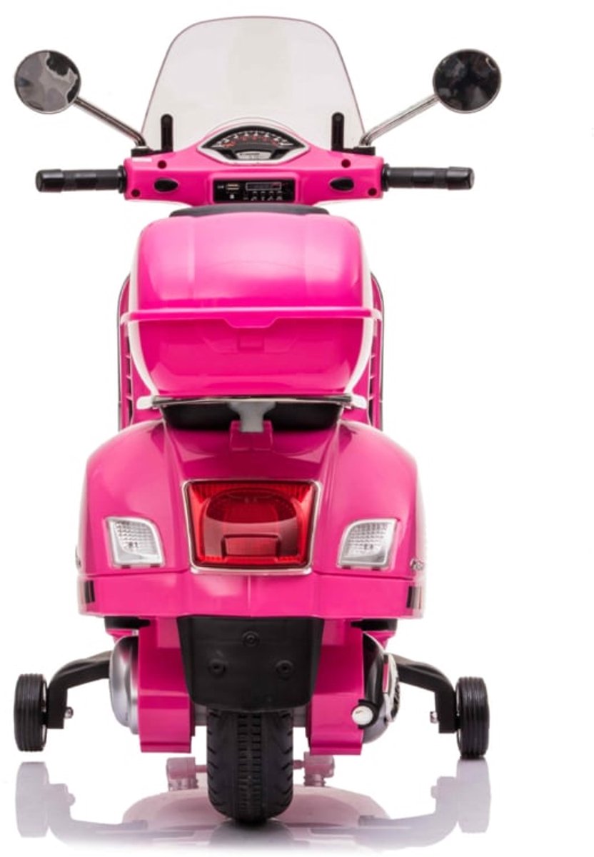 Vespa GT-S 12V elektrische kinderscooter roze - full options - licentie scooter - met windscherm, beautycase en zijwieltjes – foto 4