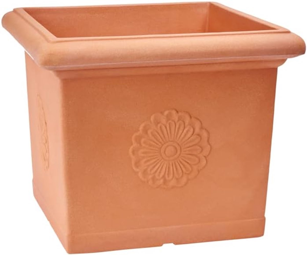 Bloempot Vierkant - Plantenbak Resin - Buiten Decoratie - Handgemaakt Italië - 49 cm - Impruneta