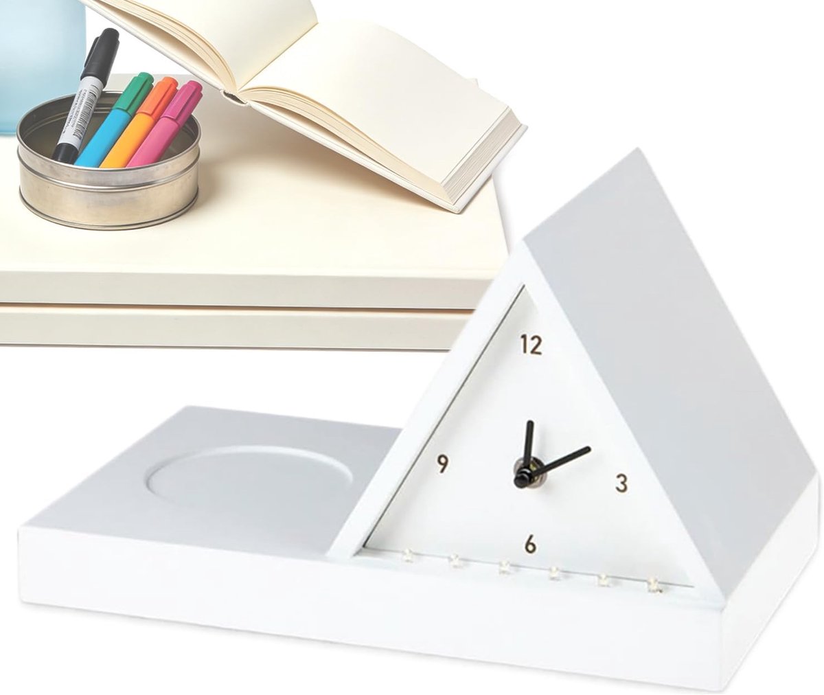 Lichtwekker Bureau Organizer - Nachtkastje Klok - Ontspannen Lezen - Ruimtebesparend Ontwerp - 30 x 18 cm - Wit