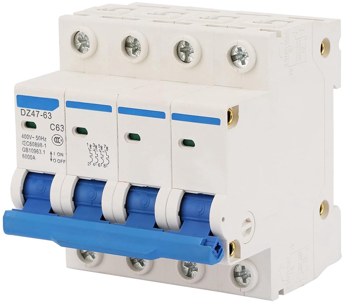 Aardlekschakelaar - Stroomonderbreker - Elektrische Beveiliging - Vlamvertragende Behuizing - 400V/63A - Grijs