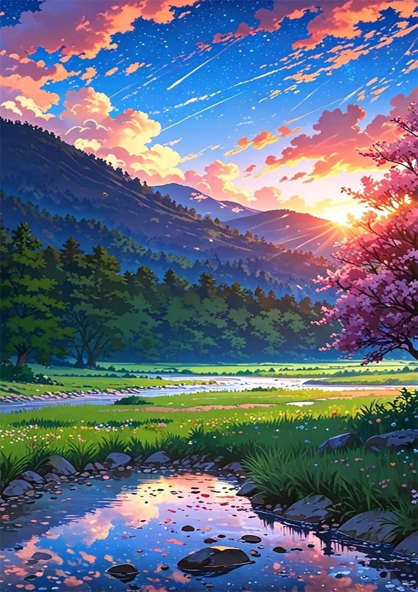 Puzzel 100 stukjes - Landschap puzzel - Ontspannende activiteit - Met poster sjabloon - 40 x 28 cm - Zonsopgang