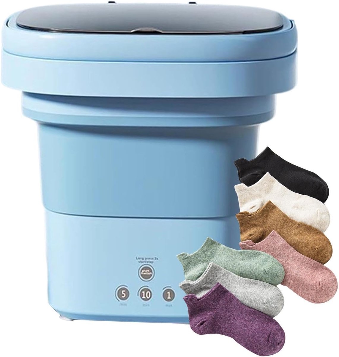 Mini Wasmachine Reis Wasmachine Opvouwbaar Kleine Wasjes Doen Stil en Ruimtebesparend 6 Liter Blauw