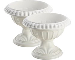 Plantenbak Urnen - Buitenpotten Set - Decoratie Buiten - Klassiek Vintage Stijl - 25cm Diameter - Antraciet