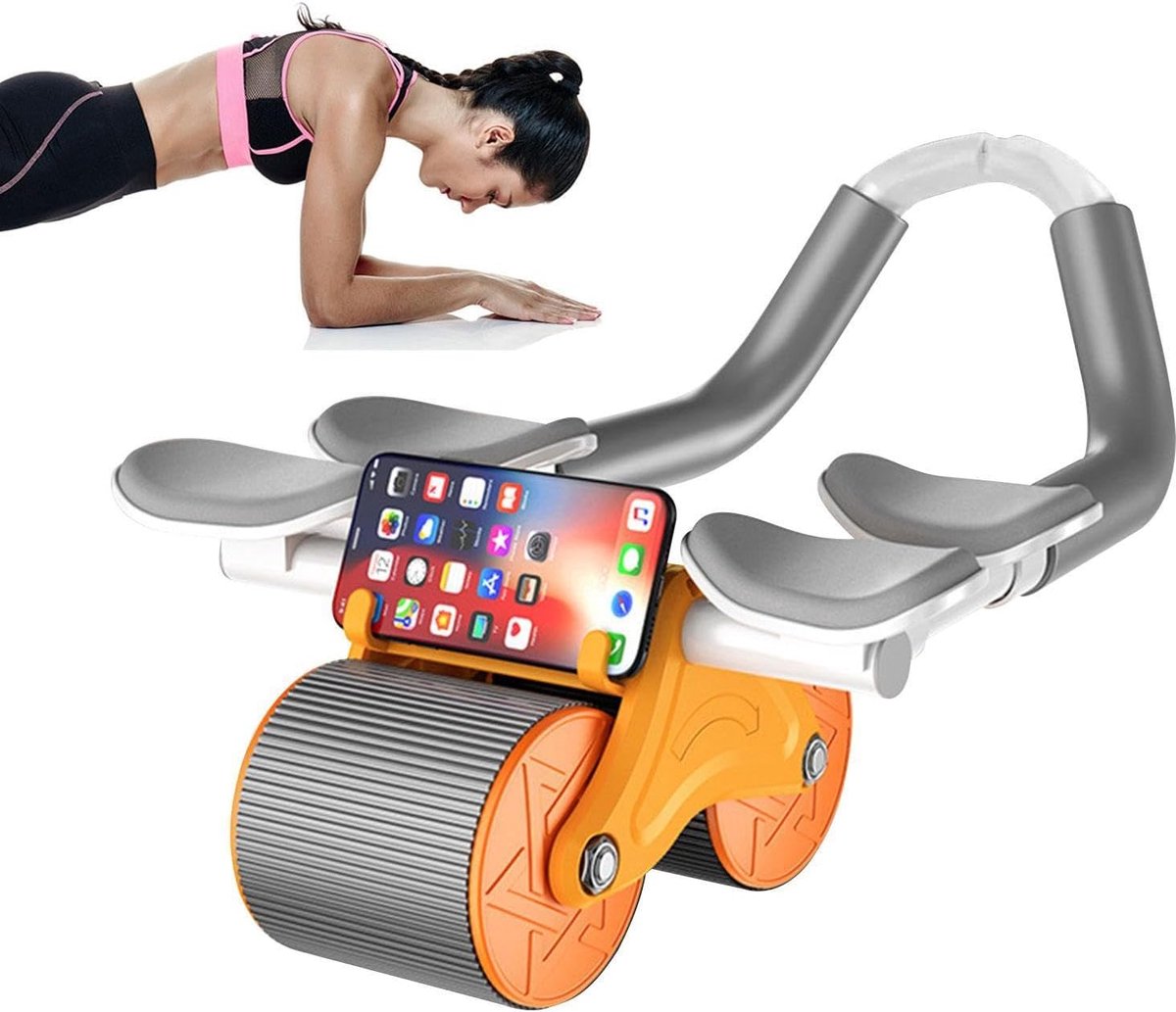 Buikspierroller - Core trainer - Kracht opbouwen - Dubbele elleboogsteun - 325 cm breed - Oranje