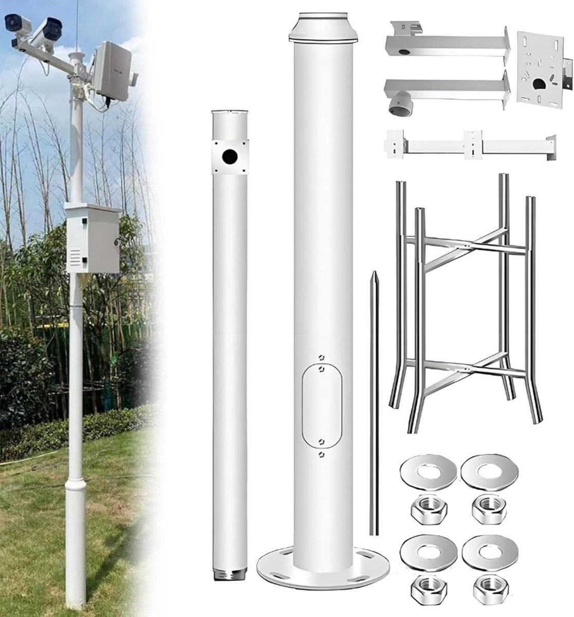 Bewakingscamera Paal - Camera Mast - Buiten Beveiligen - Verstelbare Hoogte - Tot 6 Meter - Zwart