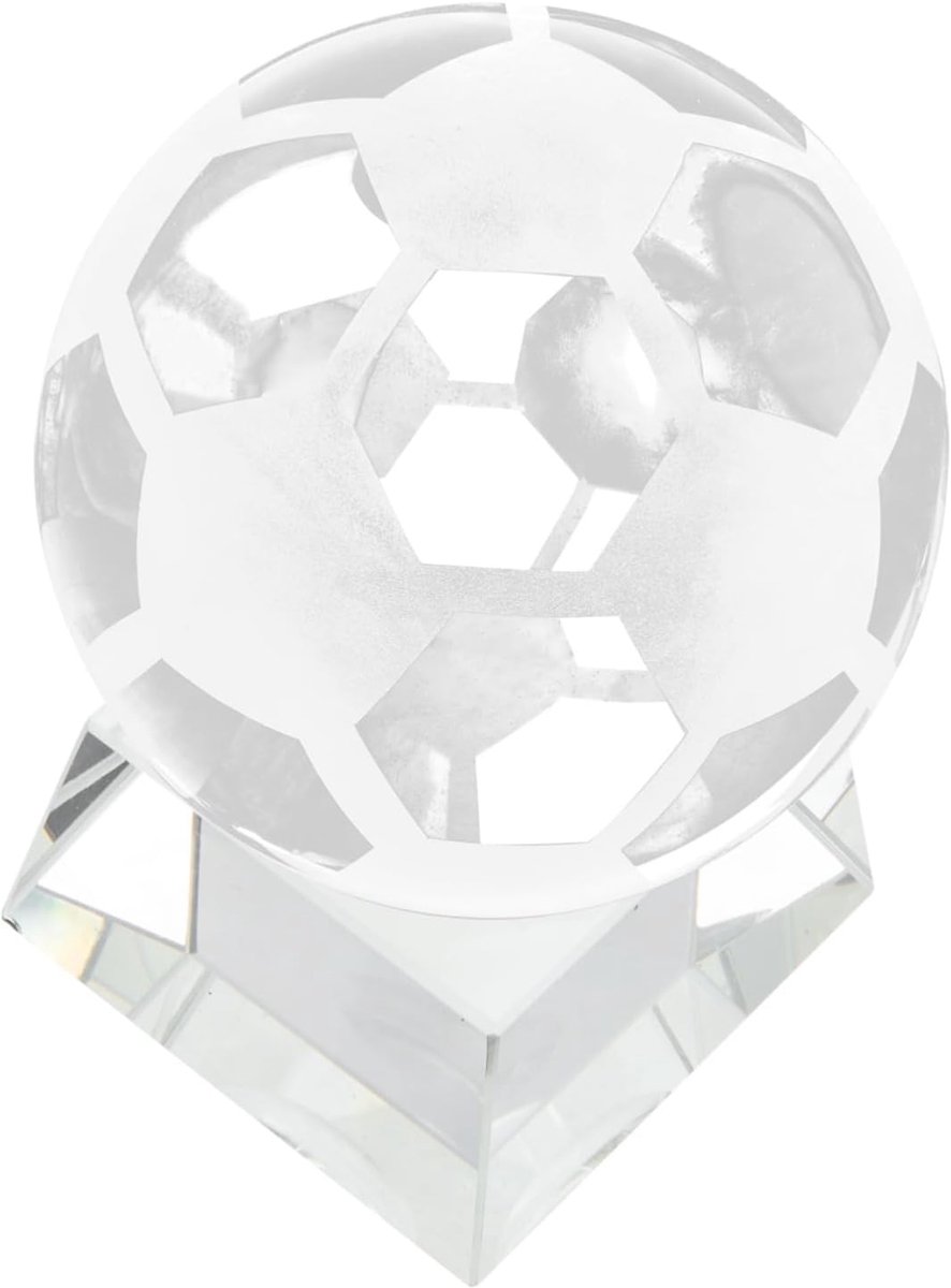 Kristallen Voetbal - Presse-papier Decor - Bureau Decoratie - Met Standaard - 13x8cm - Transparant