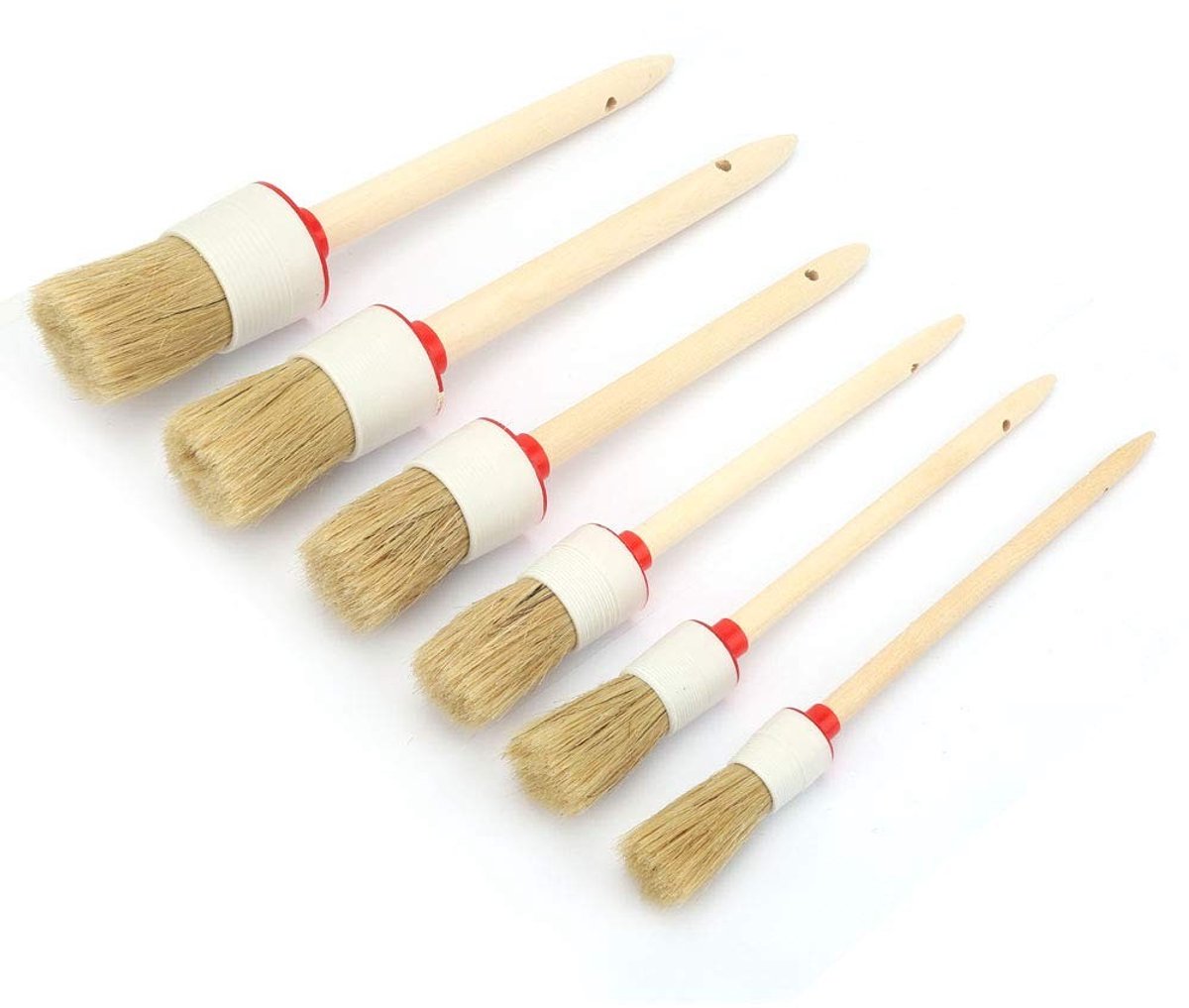 Dailygoods- Varkenshaarborstels Set van 6 - Houten Handvat - Voor Olieverf/Acrylverf - Geschikt voor Meubels/Kunstprojecten - 20-45 mm - Hoogwaardige Afwerking - Penseel