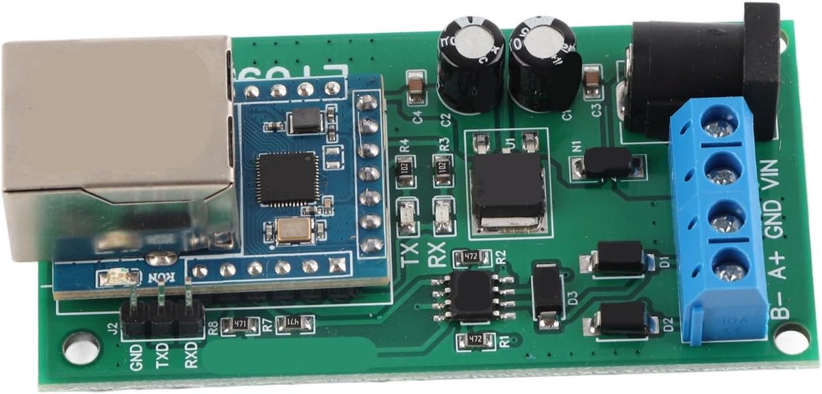 Ethernet naar Converter - Serieel Poort Server - Smart Home Automatisering - TVS Anti-Surge Bescherming - 1200-115200bps - Groen
