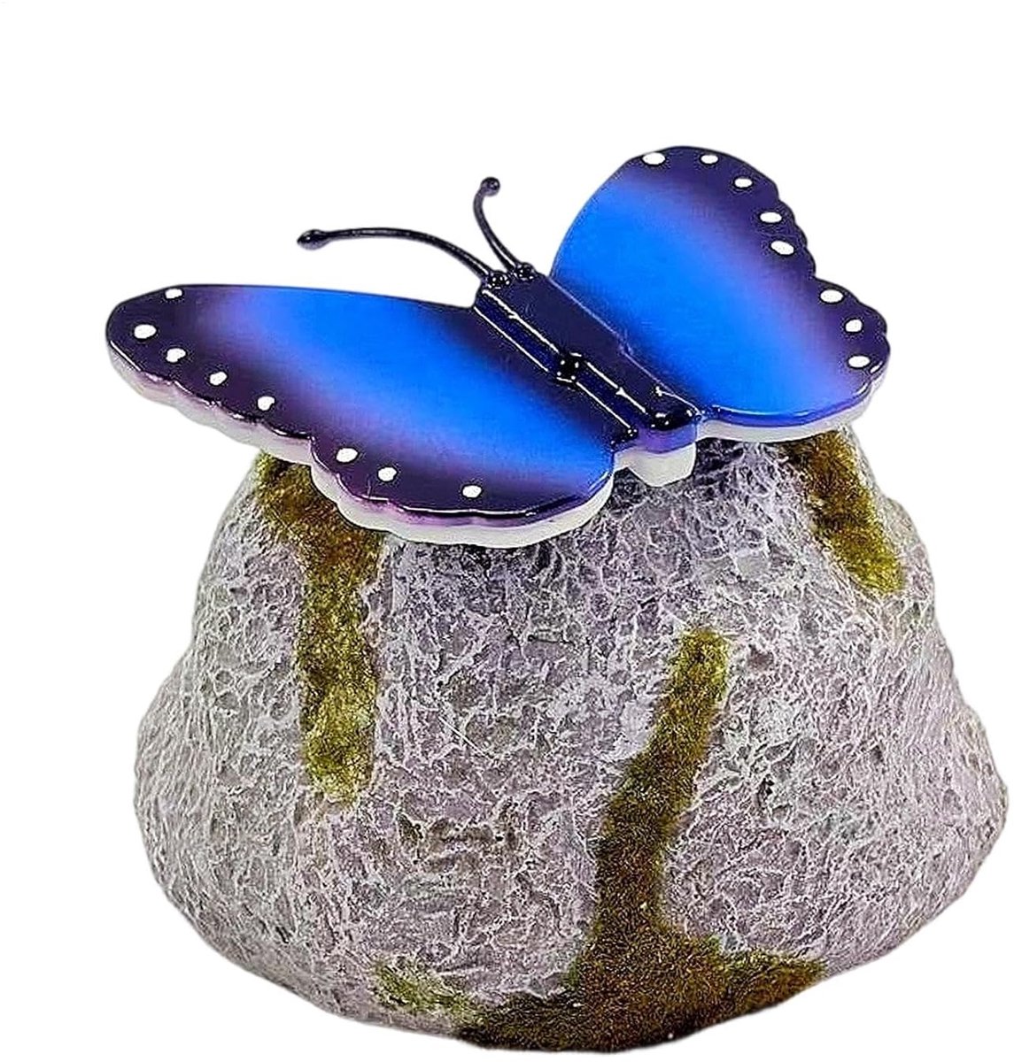 Decoratieve Tuinsteen - Kunstkiezels Verlichting - Tuin Verlichten - Op Zonne-energie - 13x12x10 cm - Blauw