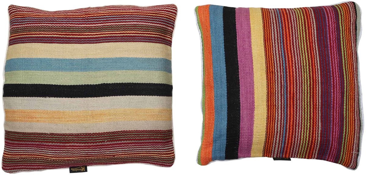 Multicolor Gestreepte Kilim Kussenhoes