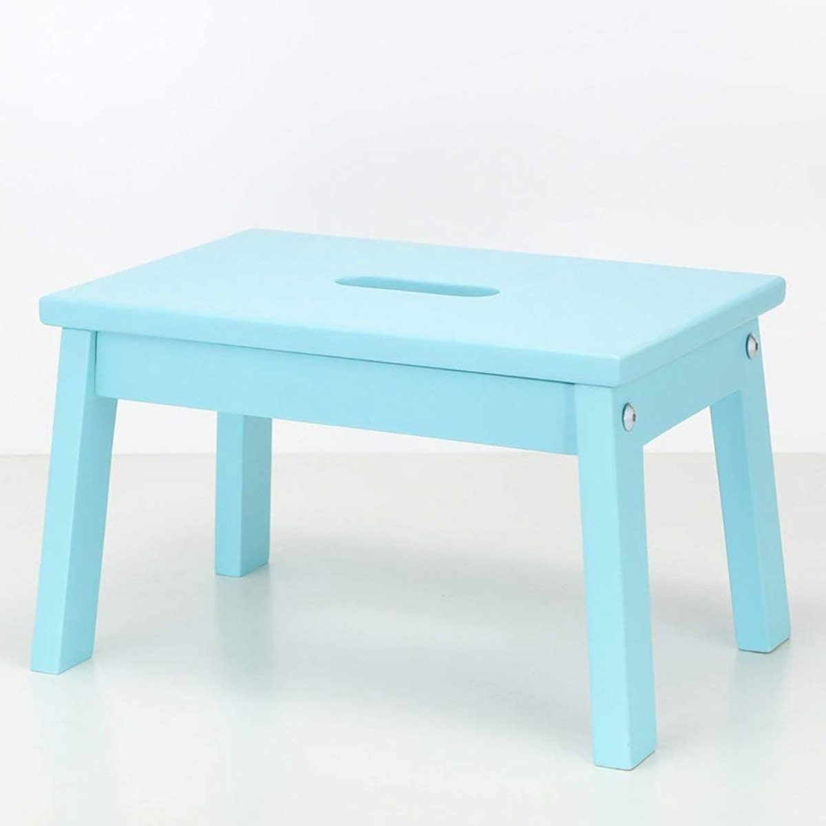 Houten Kruk - Opstapje Ladder - Hulp bij Bereiken - Antislip Zitting - 36x24x22 cm - Blauw