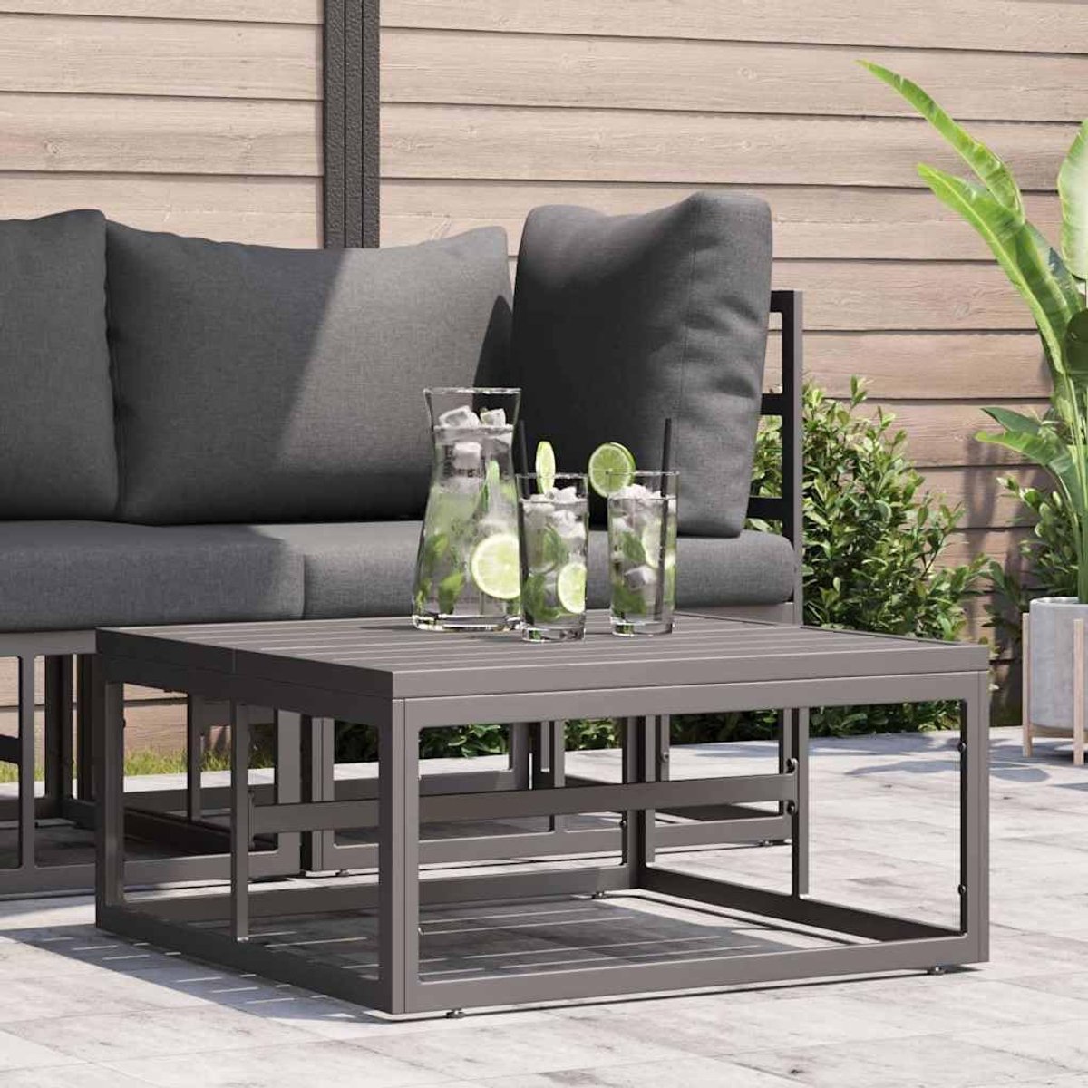 Metalen tuintafel - Buitenmeubel - Terras Genieten - Gepoedercoat frame - 70 x 70 cm - Zwart